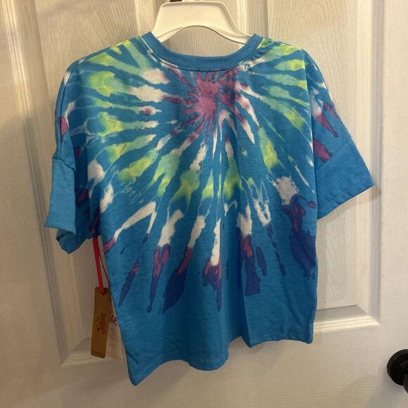 NWT Justice Girls T-shirt+ Short Outfit Set, Size Small (7/8) TIE DYE Turquoise - Picture 2 of 16